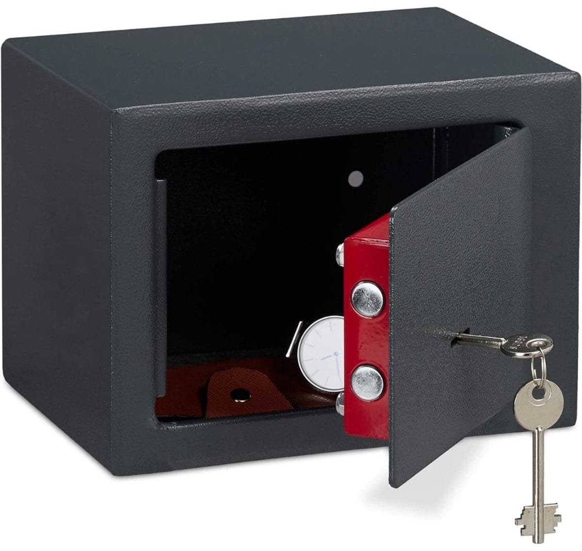 Klarven® Kluis met sleutel - Veilig sleutelslot, Compact formaat - Zwart H 17 x B 23 x D 17 cm