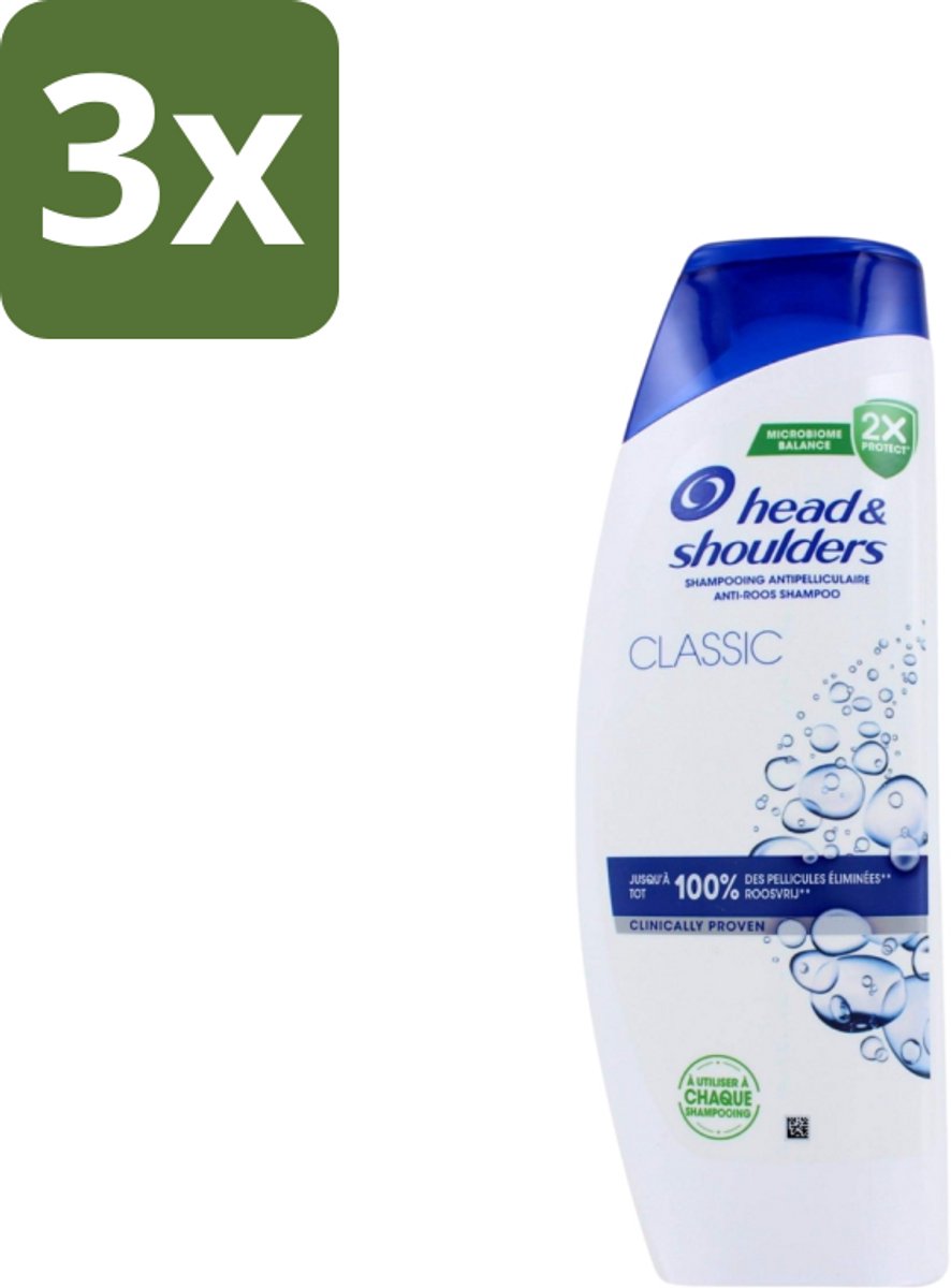 3 x Head & Shoulders - Anti-Roos Shampoo - Classic - 400 ml - Roosvrij Haar - Hoofdhuid Verzorging - Anti-roos Shampoo - Microbiome Balance - Hoofdverzorging