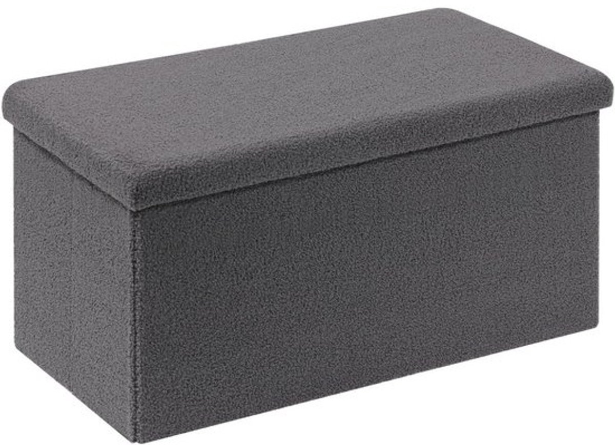 Zitbank met Opbergruimte en Opvouwbare Functie - Fluwelen Voetenbank en Kist - Grijs 80 x 40 x 40 cm