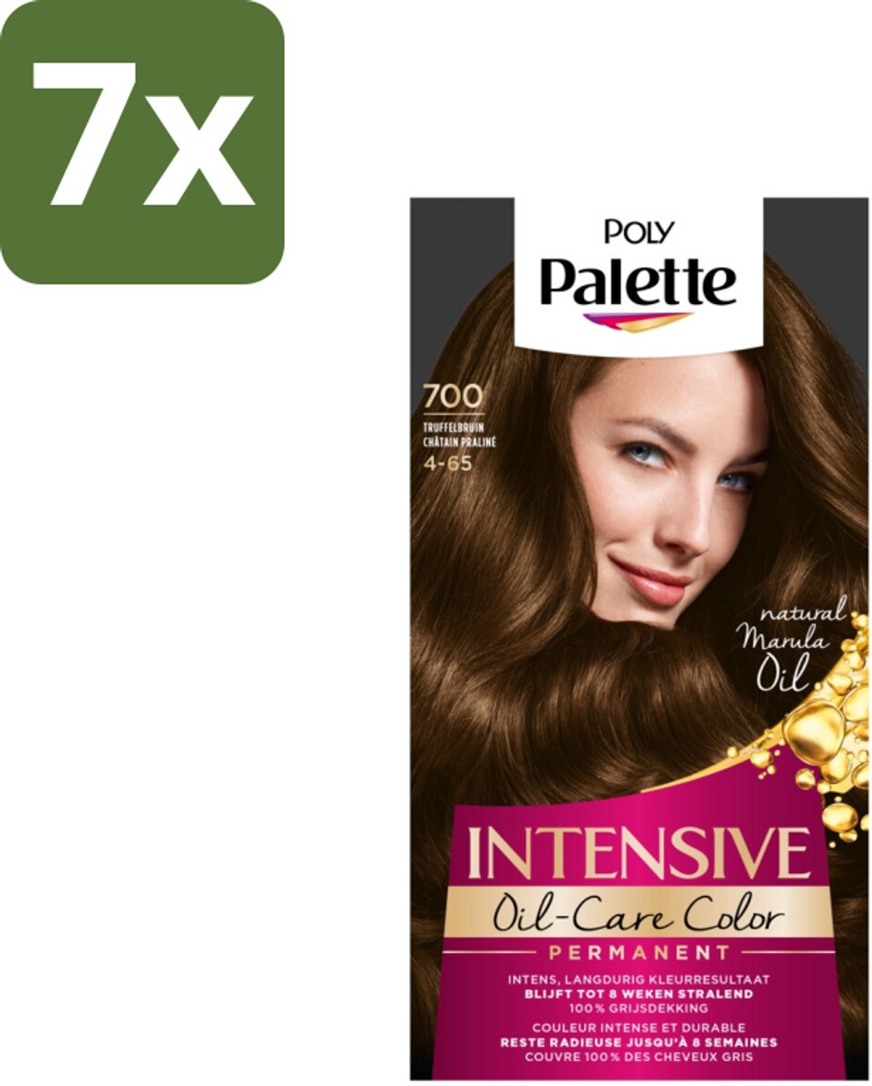 7 x Poly Palette - Haarverf - Truffel Bruin 700 - 115ml - Haarverf - Arganolie - Truffelbruin - Grijsdekking - Haarkleur