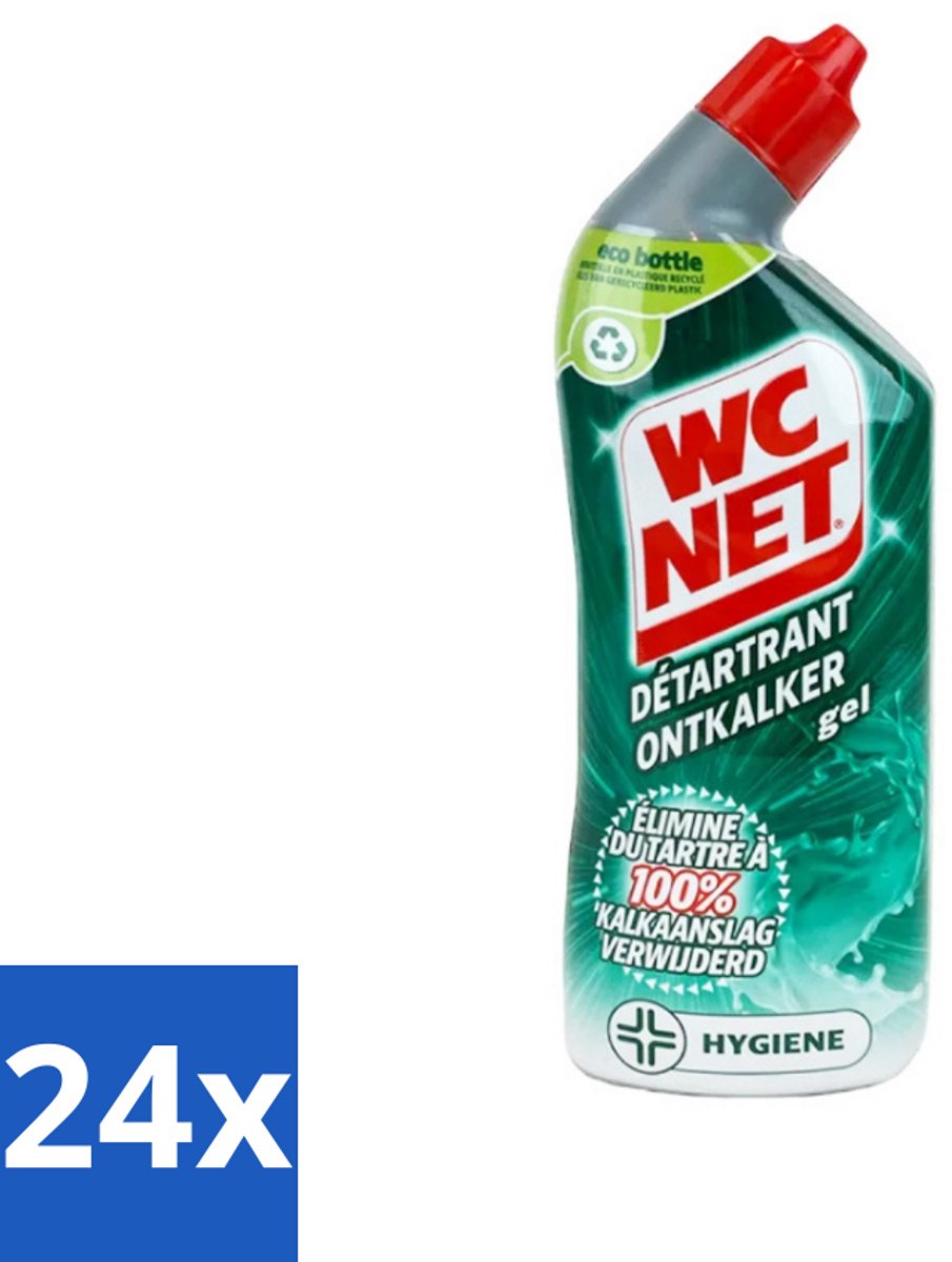 24 x WC Net - Toiletreiniger - Gel - Ontkalkt - Gerecycled Materiaal - 750 ml - Toilet Schoonmaak - Kalkverwijderaar - Toilet Ontkalker - Toilet Reiniger - Wc Reiniger