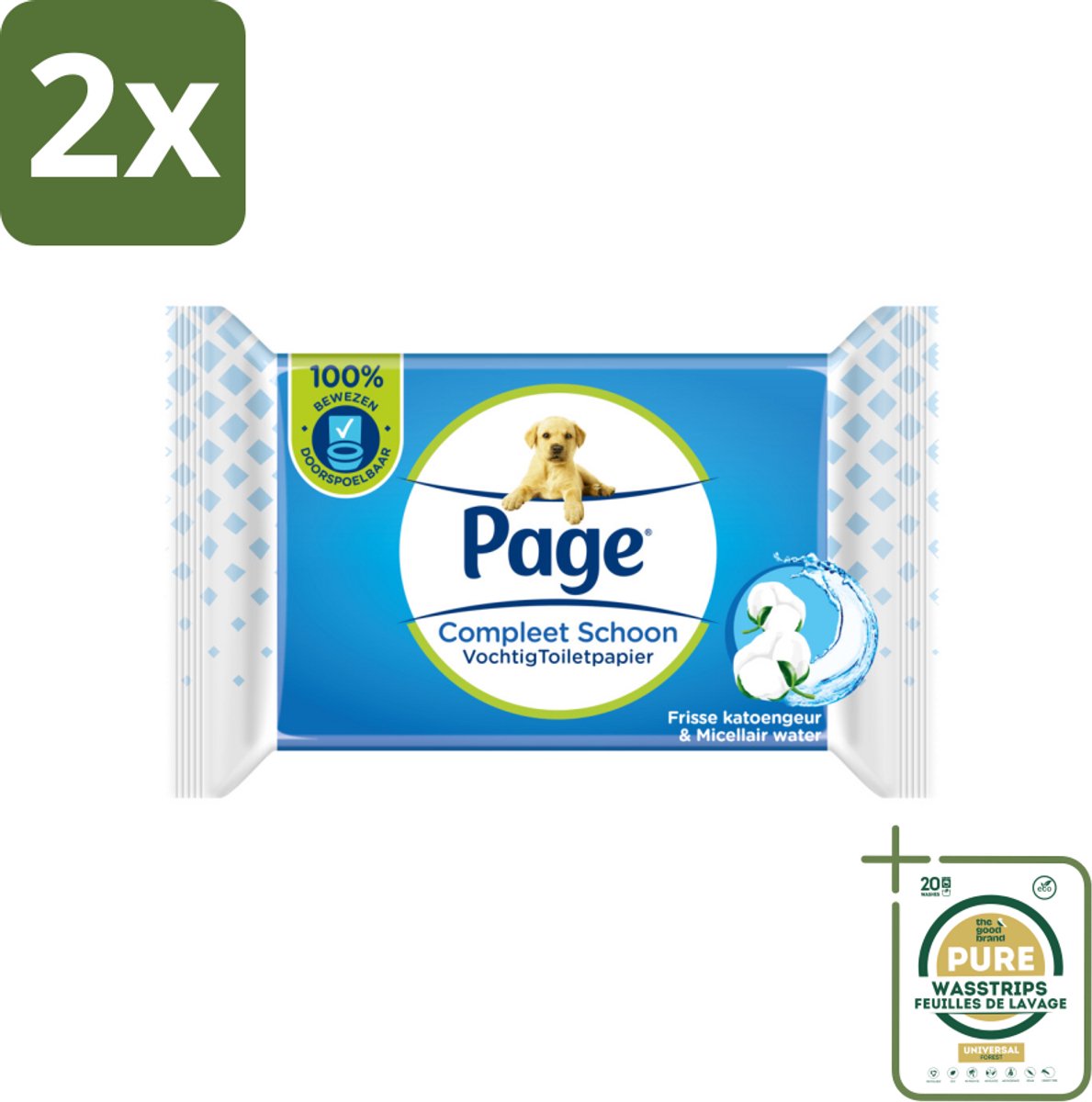 Page – Vochtig Toiletpapier – Navulling – 38 doekjes - Voordeelverpakking - 2 stuks - Biologisch afbreekbaar - Micellair water