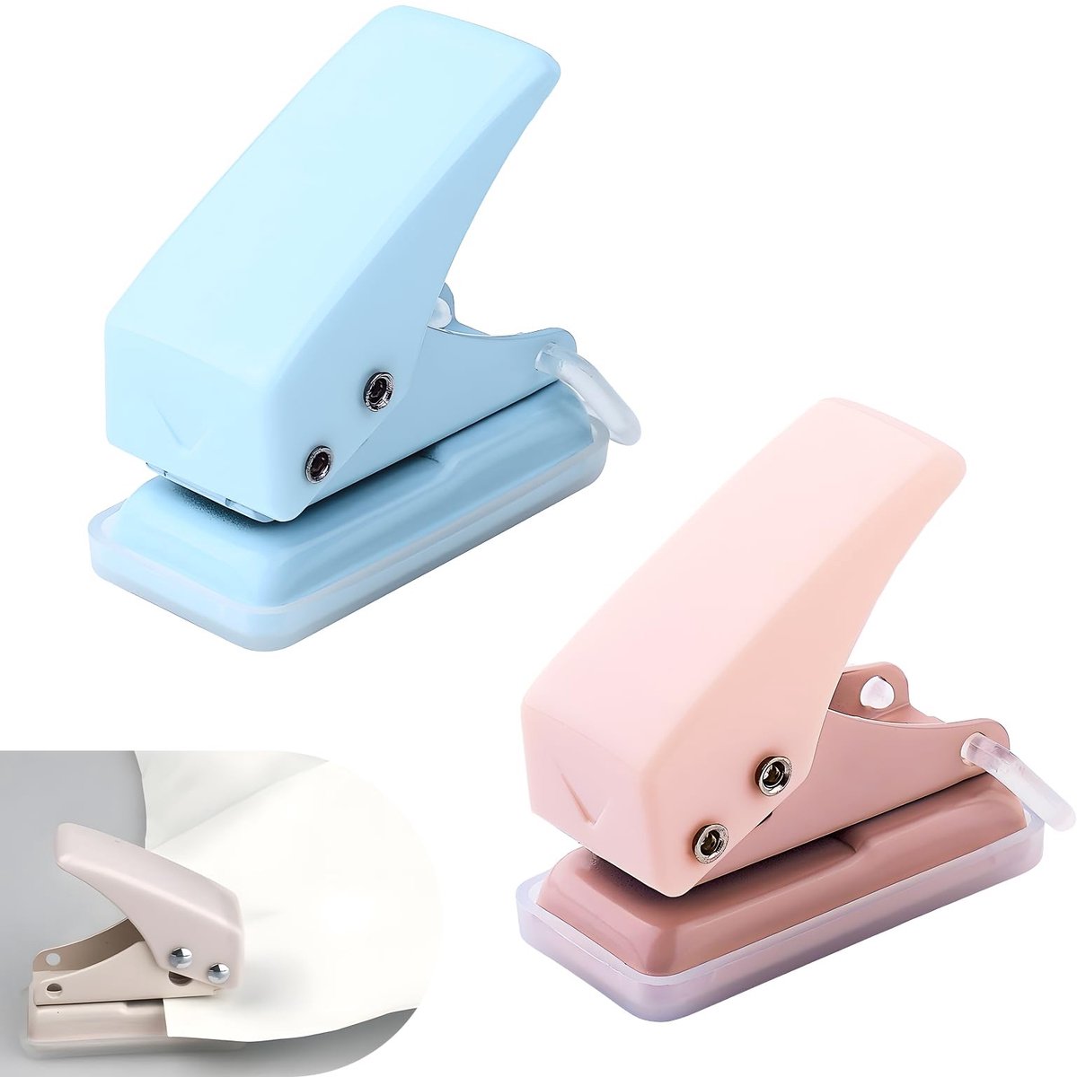 Solidchoice - Set van 2 Draagbare Mini Paper Hole Punches