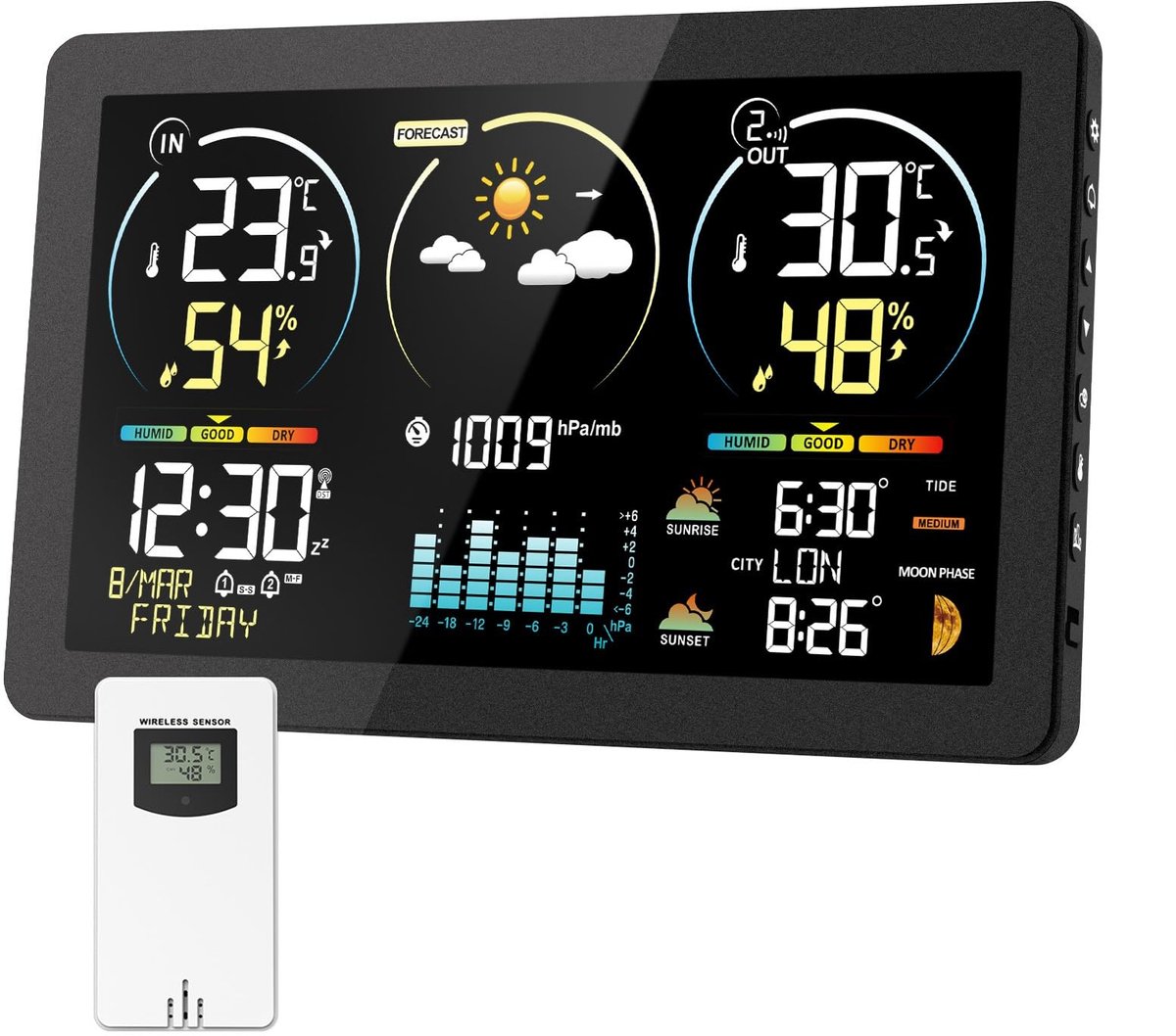 Solidchoice - Draadloos Weerstation met Buitensensor en Kleurendisplay