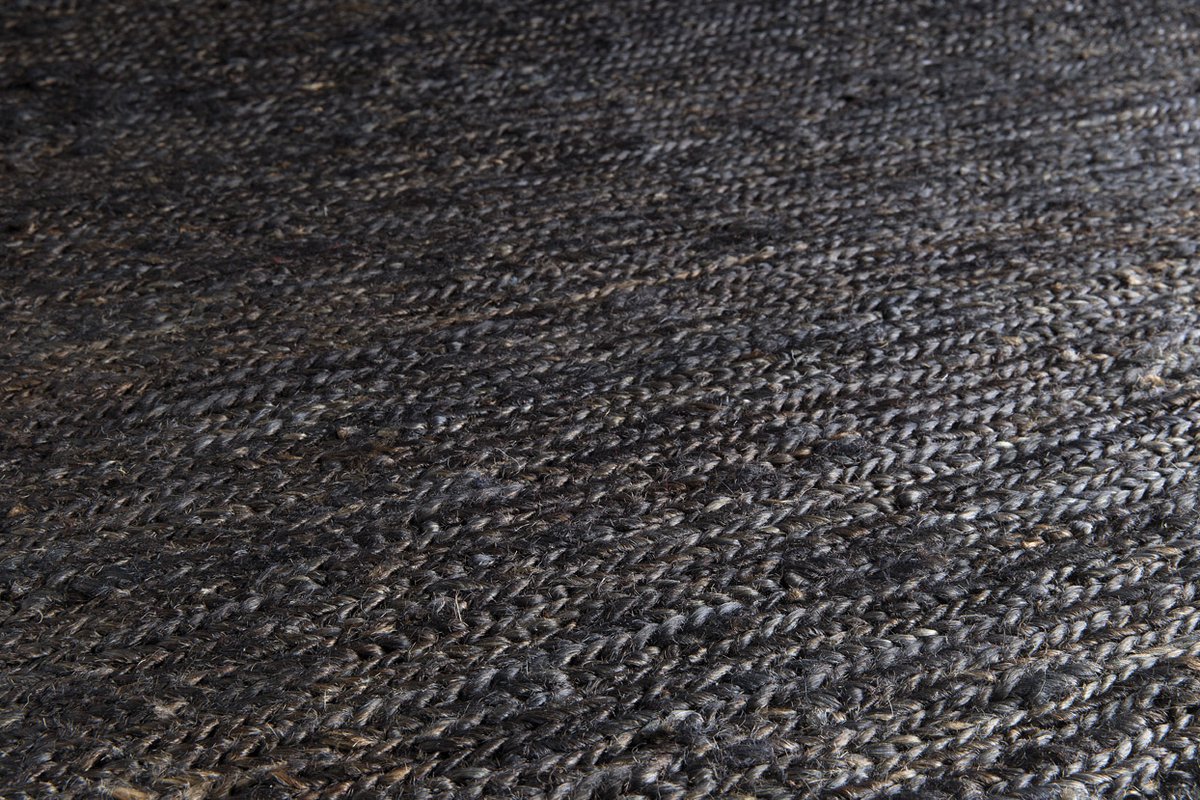 Lino Terra Hennep Vloerkleed Charcoal 170x240cm – Vlakgeweven tapijt – 100% Hennep – 3,5 kg/m² - Kwalitatief vloerkleed voor woonkamer, slaapkamer, eetkamer