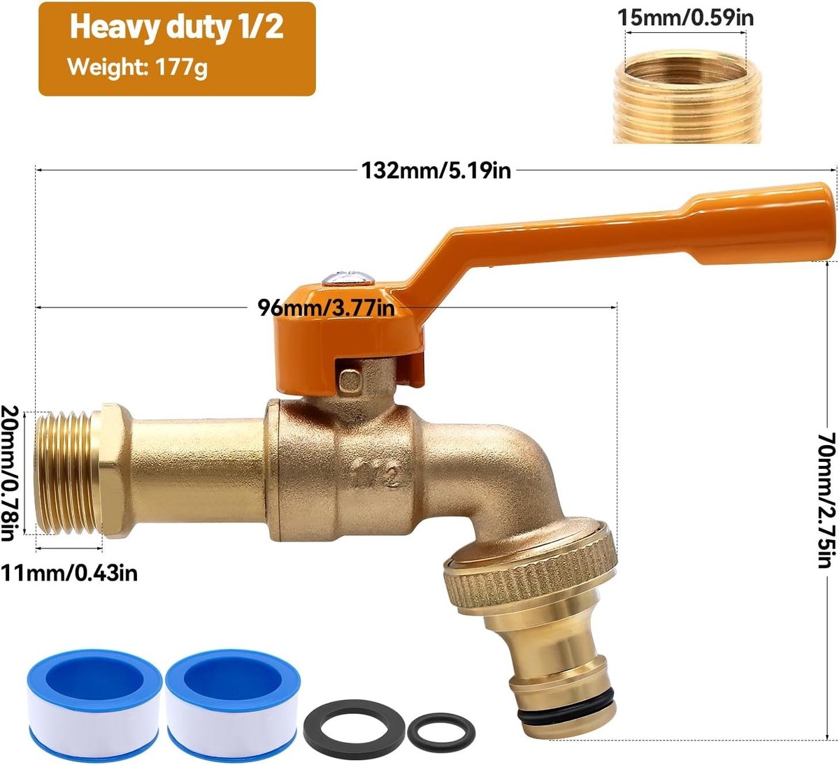 Buitenkraan vorstvrije - Geel - 1/2 inch - Hitte- en vorstbestendig - Voor Tuin