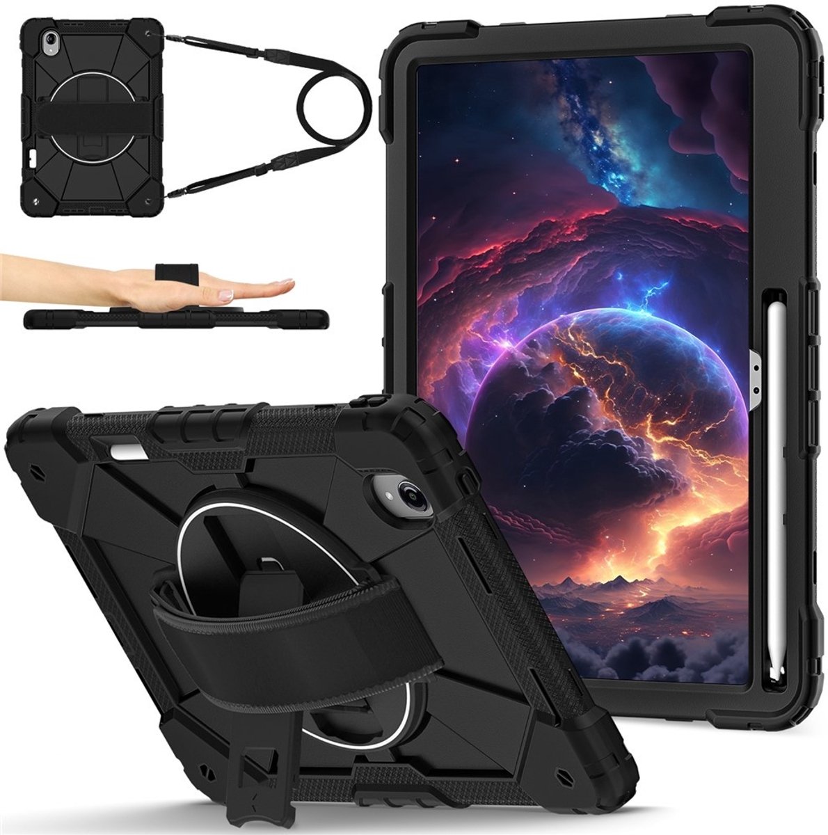 Coverup Tablethoes geschikt voor Lenovo Idea Tab Pro Gen 2 Hoesje - Heavy Duty Case met Schouderstrap - Zwart