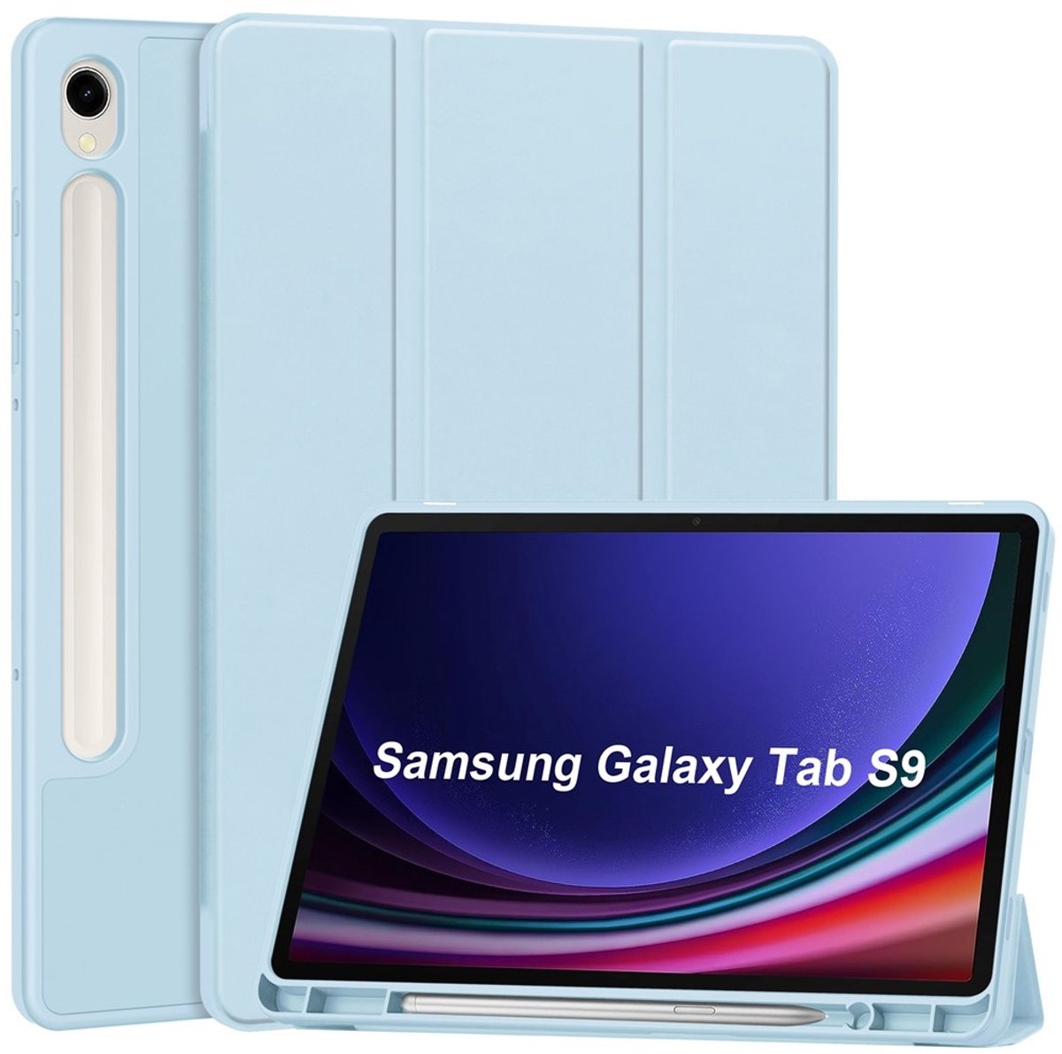 Coverup Tablethoes geschikt voor Samsung Galaxy Tab S10 Lite / S10 FE / S9 FE / S9 Hoesje - Tri-Fold Book Case met Wake/Sleep en Stylus-houder - Lichtblauw