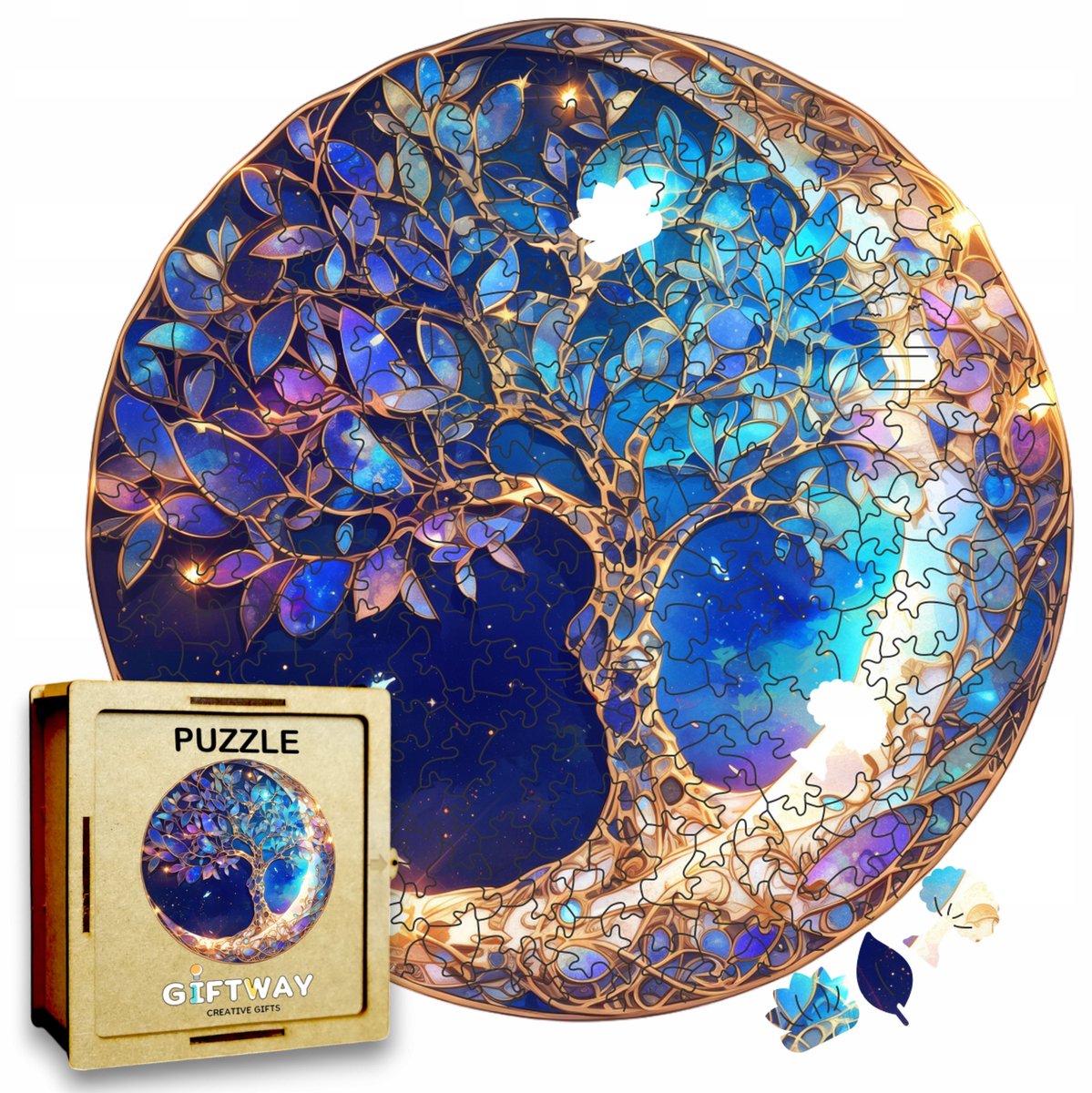 Houten Maanboom Puzzel 215 Stukjes - Unieke Vormen