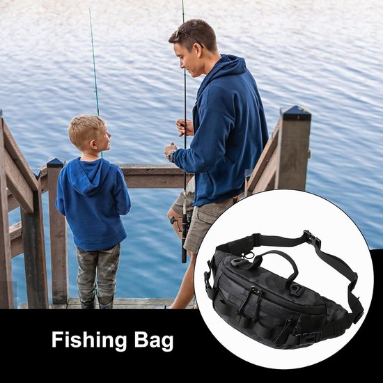 Visheuptas - Outdoor tas - Vissen en wandelen - Waterdicht Oxford doek - 38x17x9 cm - Camouflage — afbeelding 4