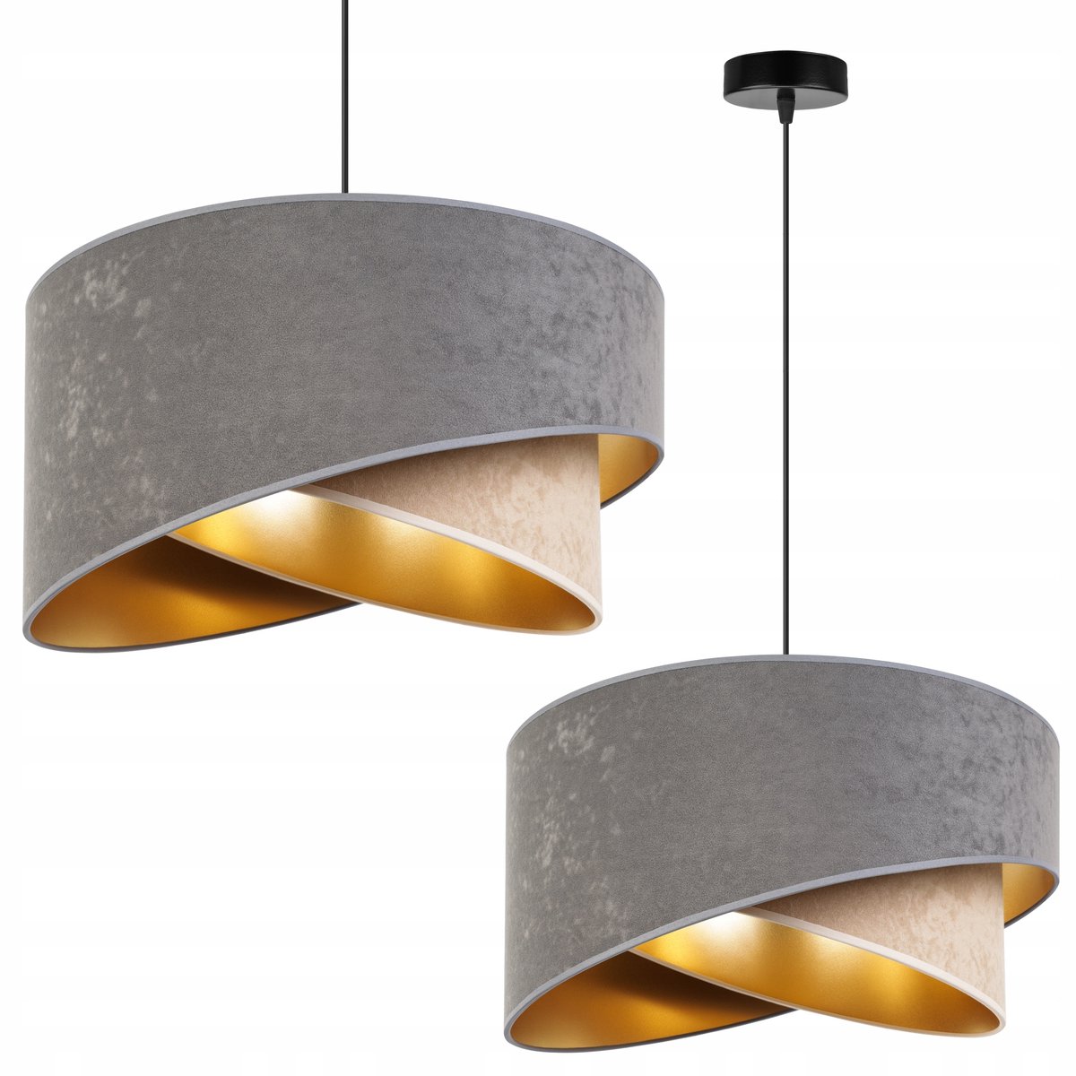 Grijze Mediolan hanglamp met gouden accenten voor slaapkamer
