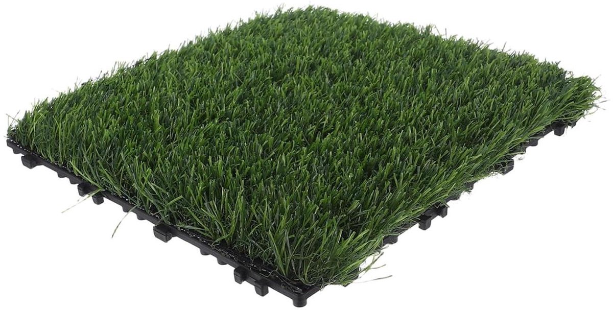 Kunstgras Tegels - Valse Grasmat - Buiten Decoratie - Realistische Textuur - 30 x 30 cm - Groen