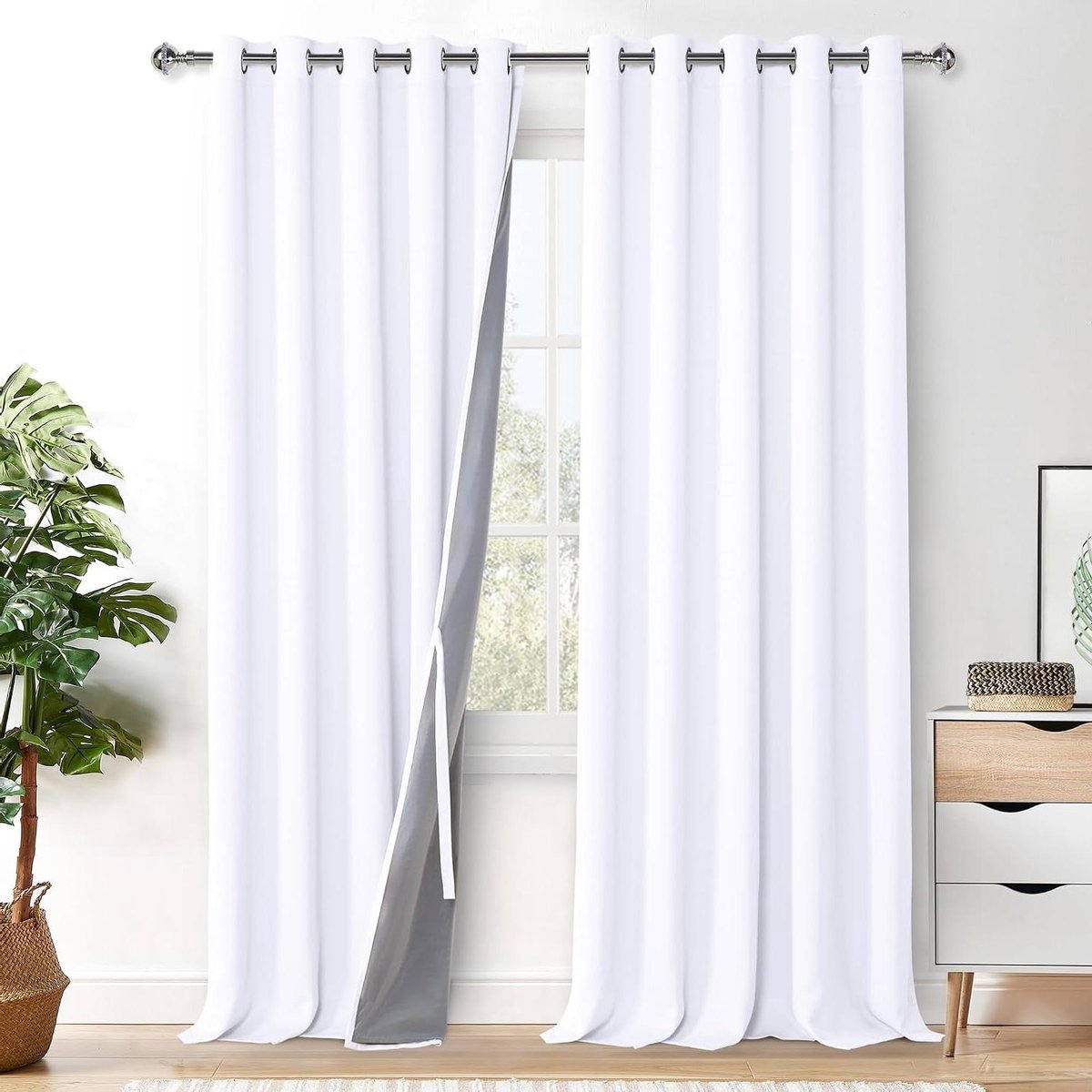 Verduisterende Gordijnen - Raampanelen - Donkere Kamer Creëren - Dubbellaags Warmte-isolerend - 142 x 241 cm - Wit