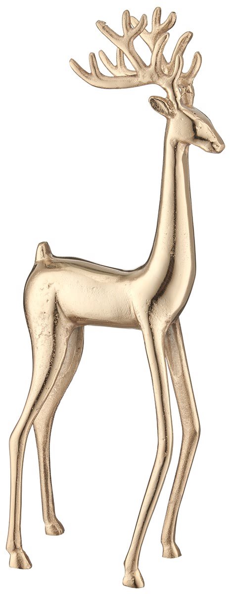 Gasper Kersthert Elandkaraf Goudkleur massief 58 cm - Aluminium