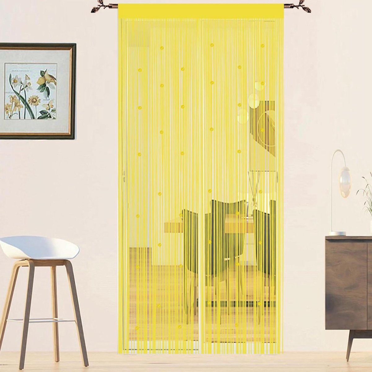 Vliegengordijn Kralen - Deur Decoratie - Ruimte Verdelen - Zelf Bij Te Snijden - 90 x 200 cm - Geel