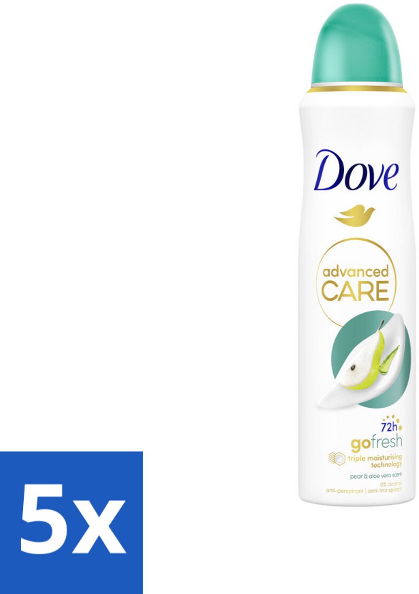 5 x Dove – Deodorant Spray – Peer & Aloe Vera – 150 ml - Anti-transpirant Spray - Deodorant Spray - Peer En Aloë Vera - Zweetvermindering - Huidverzorging