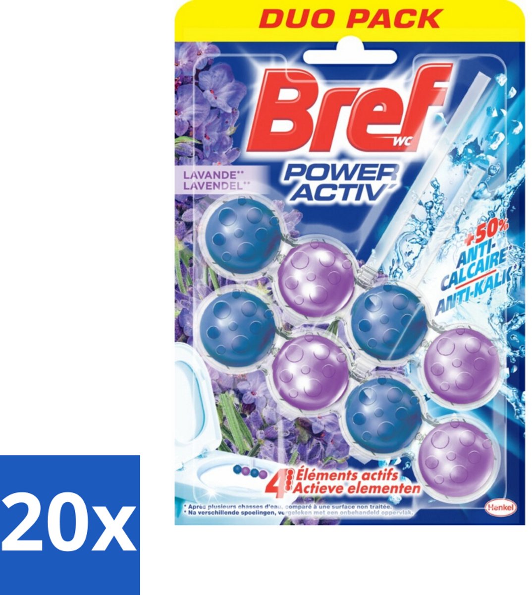 20 x Bref - Toiletblok - Lavender - Toiletblok Lavender - Reiniging Toilet - Kalkaanslag Voorkomen - Frisse Geur Toilet - Paars Water Spoel