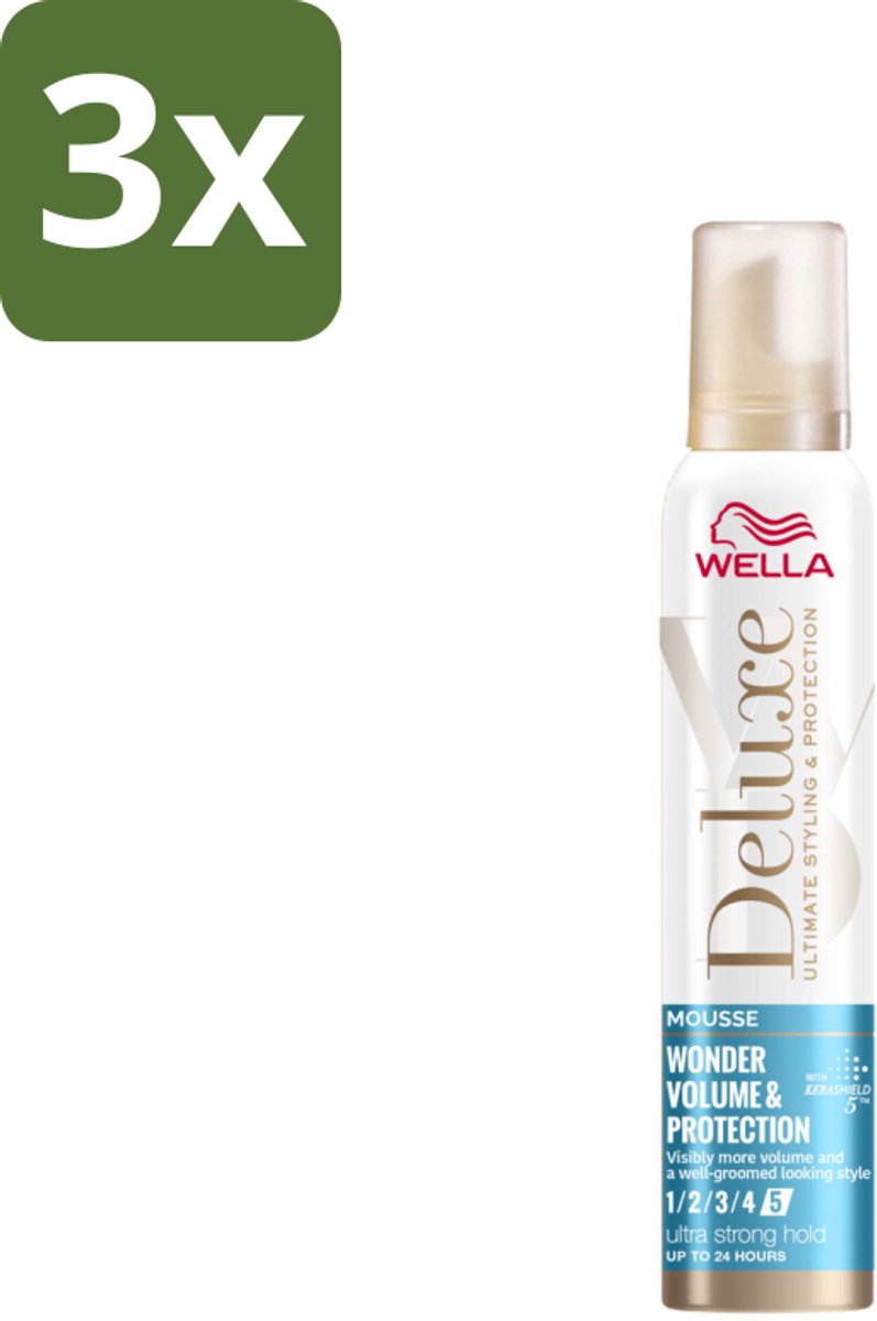 3 x Wella – Deluxe Volume & Protection – Haarmousse – 200 ml - Haarmousse - Volume - Bescherming - Keratine - Anti-pluis