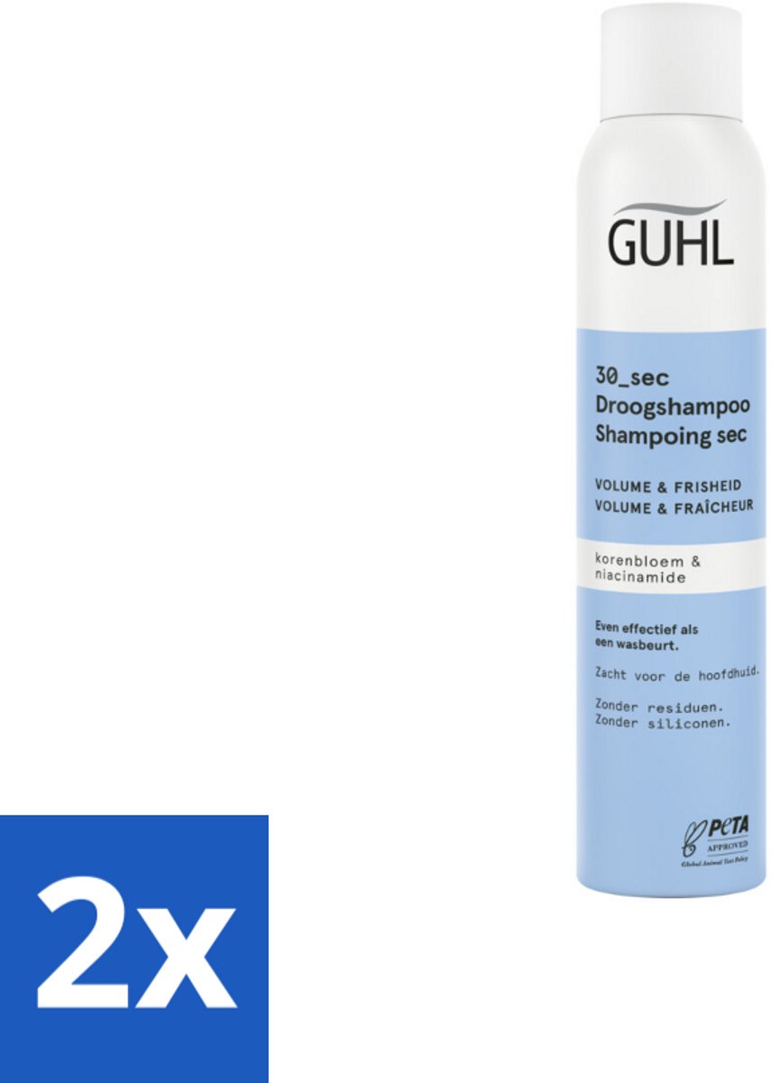2 x Guhl – Droogshampoo – Volume & Frisheid 30 sec – 200 ml - Droogshampoo - Volume En Frisheid - Snel Resultaat - Korenbloem - Niacinamide