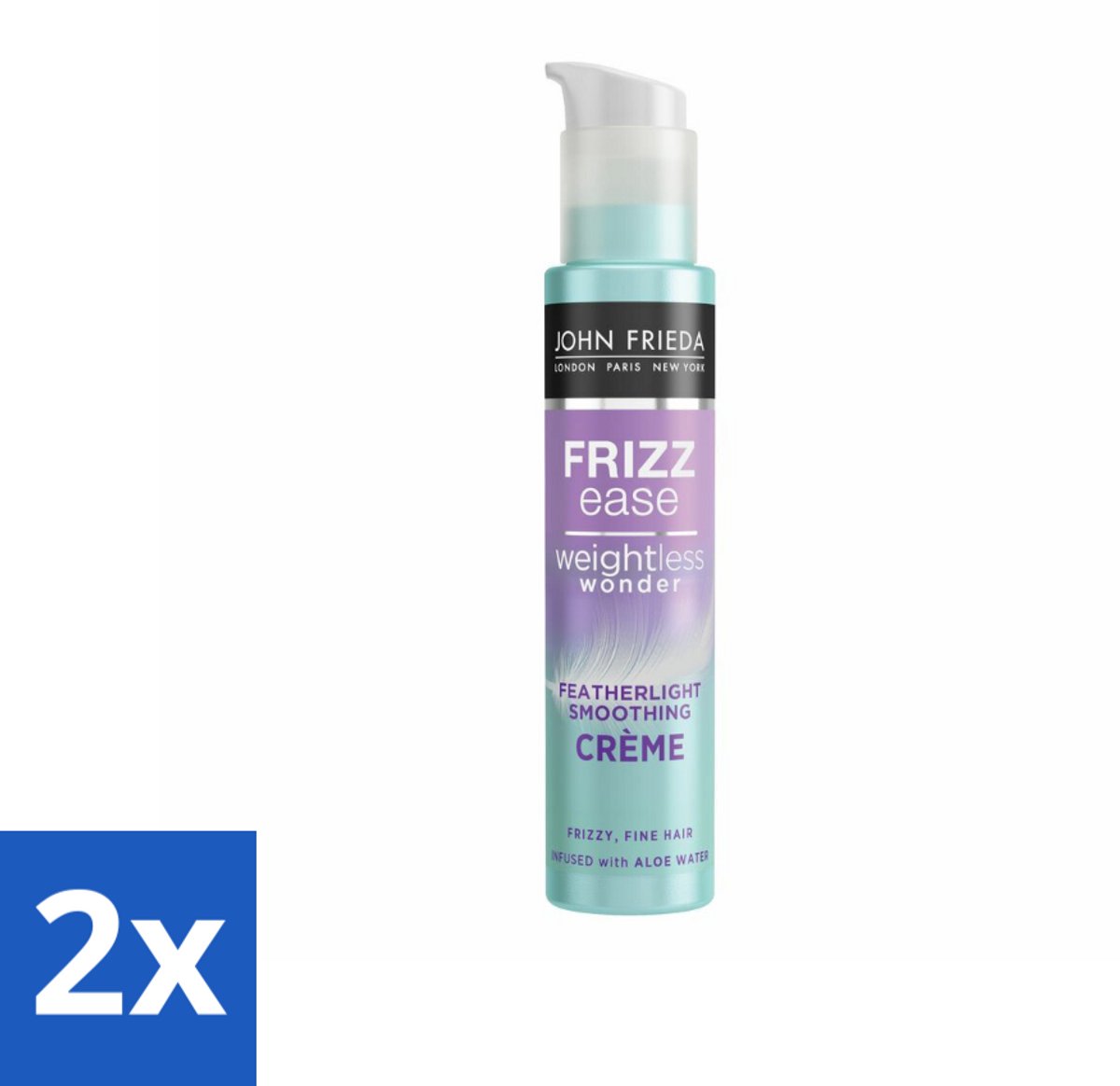 2 x John Frieda – Haarcrème – Weightless Wonder – Luchtige verzorging – 100 ml - Haarcrème - Pluisverminderend - Luchtig Haar - Glad Haar - Verzorging
