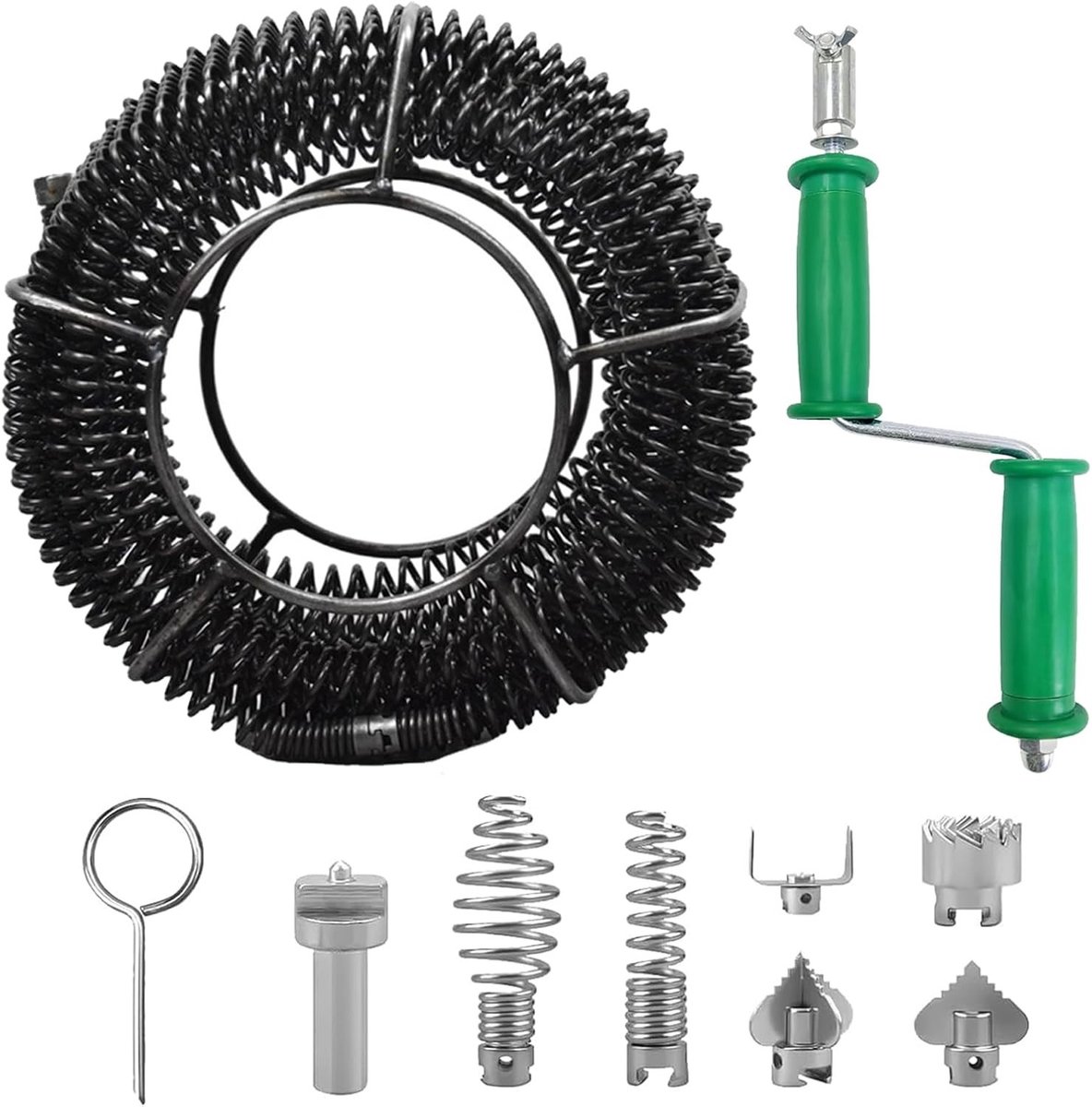 Afvoerontstopper 6 m met 8 Stukken, Dredger Cleaner, Elektrische Adapter en Reinigingsas, Multifunctioneel en Efficiënt voor Huishoudelijk Gebruik