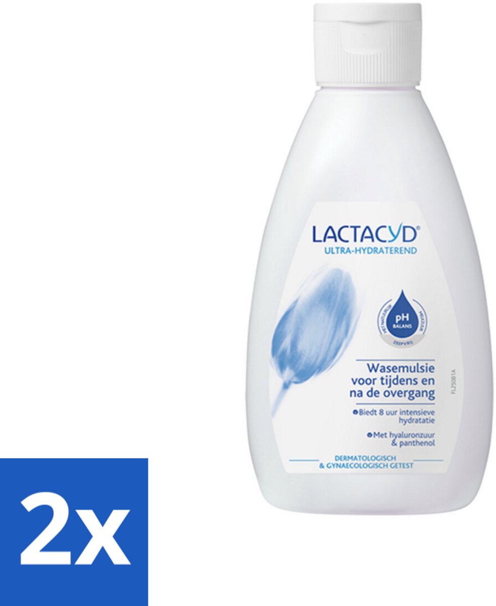 2 x Lactacyd – Ultra Hydraterend – Voor tijdens en na de overgang – 200 ml - Overgang - Hydraatatie - Jeuk - Droogheid - Intieme Verzorging