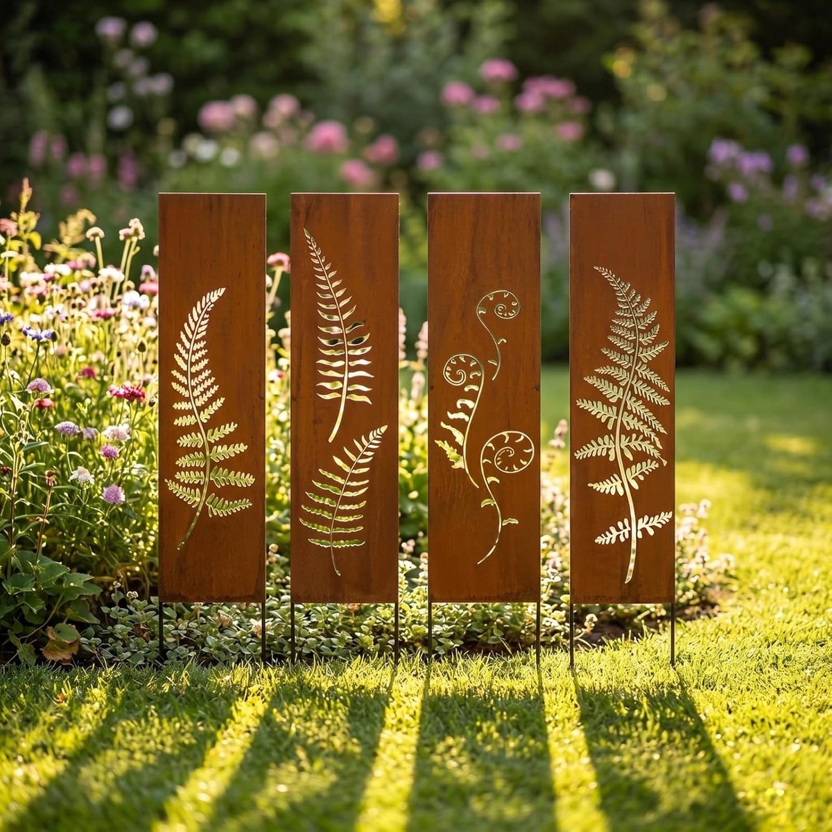 Privacy Scherm Metaal 4 x 11 cm x 44 cm voor Tuin - Decoratieve Privacywand, Tuinhek en Rustieke Tuinaccessoire