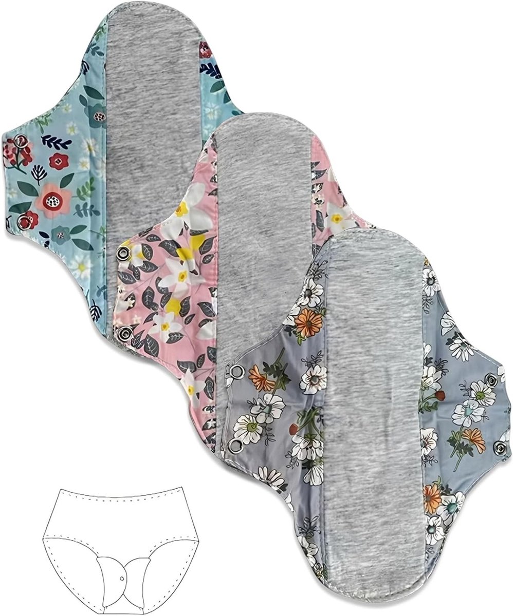 Herbruikbare wasbare damesinleggers van bio-katoen, 3 stuks, comfortabel en uitloopveilig voor menstruatie, ideaal voor elke vrouw