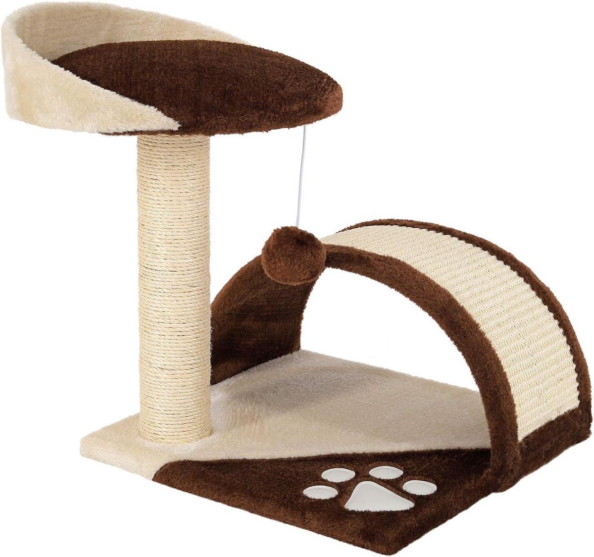 Krabpaal Kat - Kattenklimboom - Nagelverzorging - Met speelboog - 43 cm hoog - Bruin beige