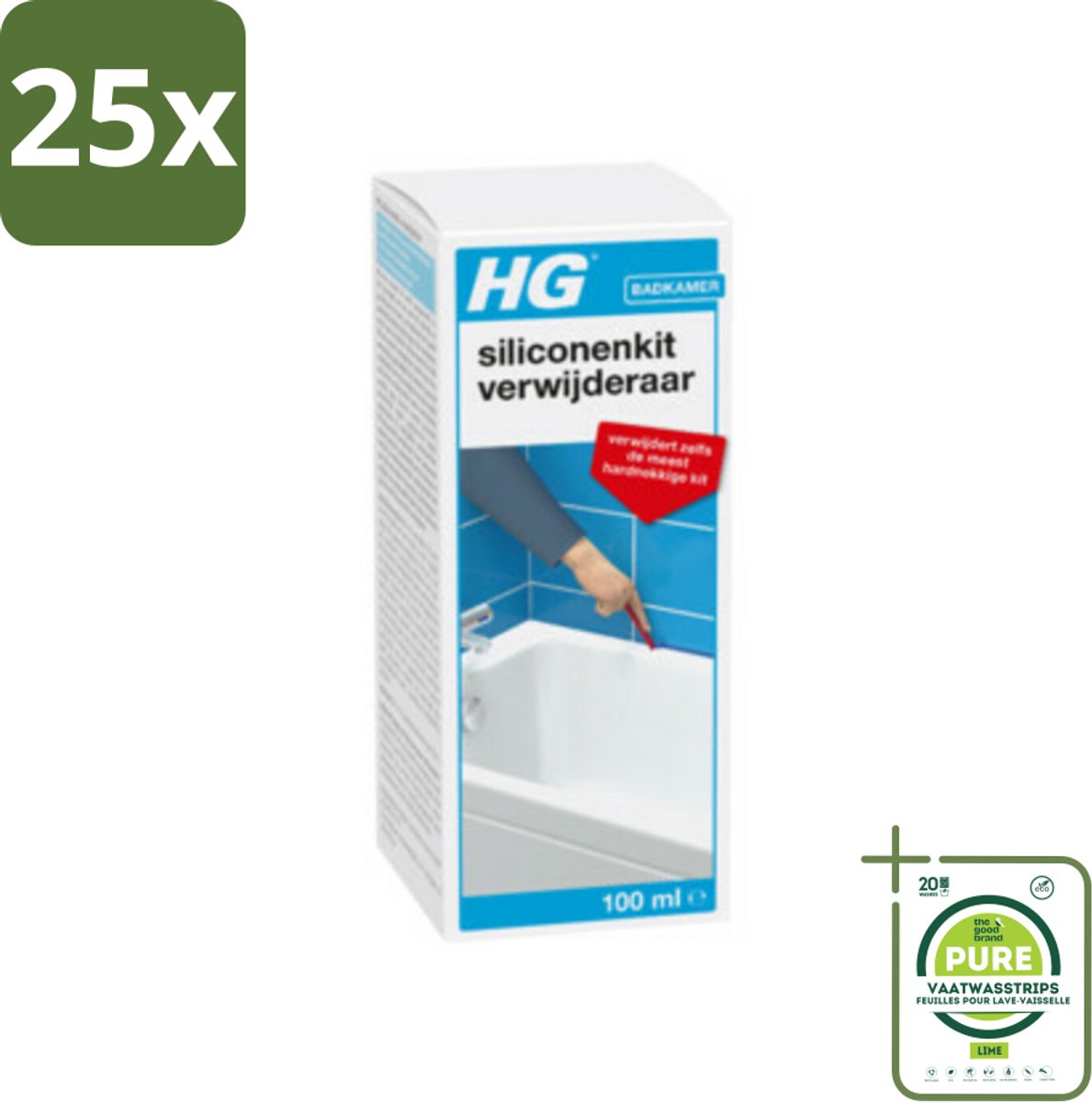 25 x HG Siliconenkit Verwijderaar 100 ml - Grootverpakking - Siliconenkit Verwijderen - Kitverwijderaar - HG - Badkamers - Kitresten
