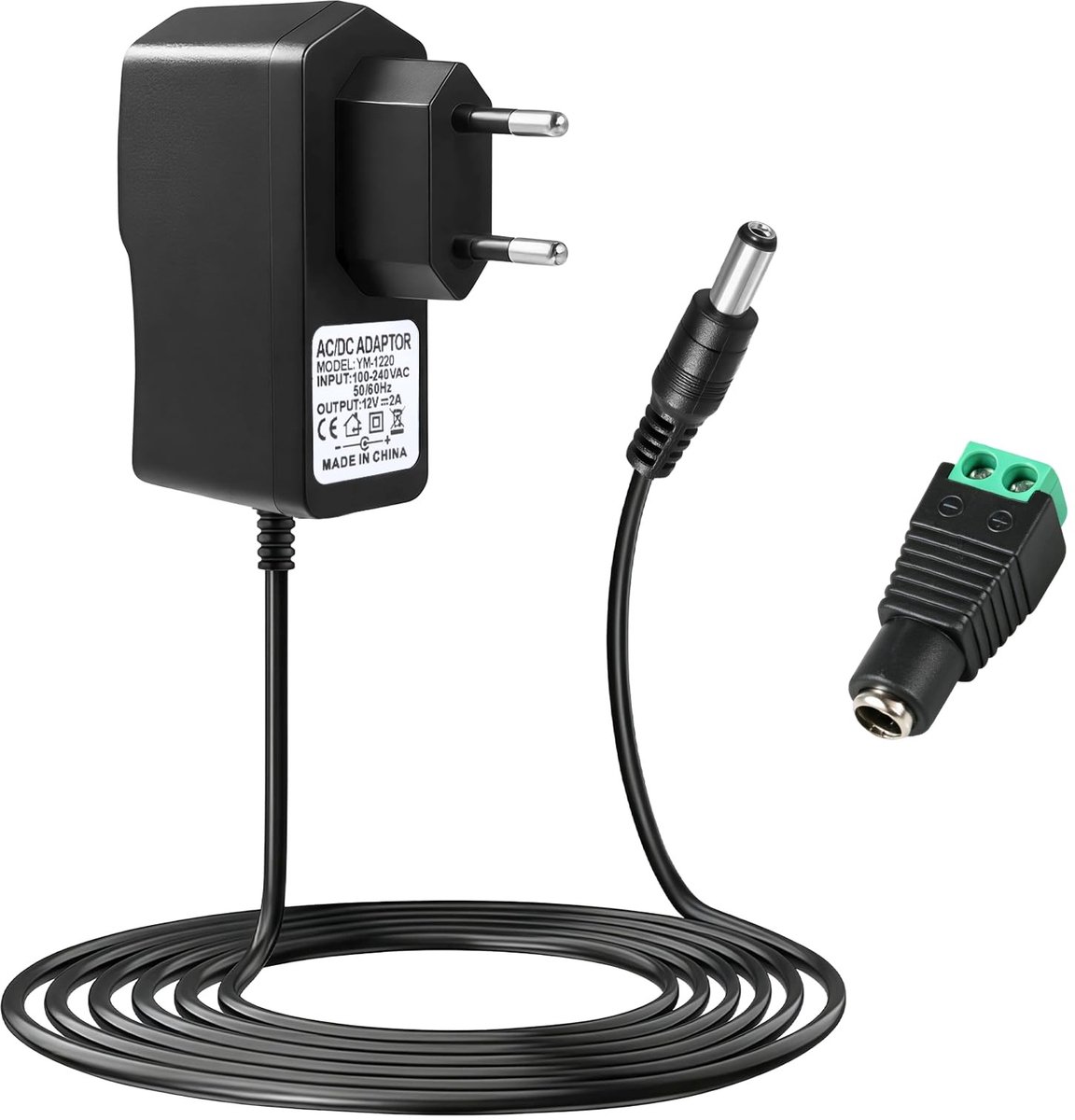 Elzusha - Universele 12V 2A Led-Voeding Transformator voor Diverse Apparaten
