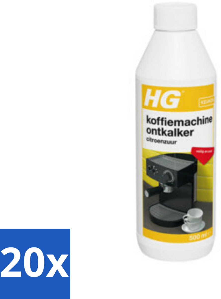 20 x HG Koffiemachine Ontkalker Citroenzuur 500 ml - Koffiemachine Ontkalker - Citroenzuur - Espresso Machine Ontkalker - Padkoffiemachine Ontkalker - Kalkverwijdering