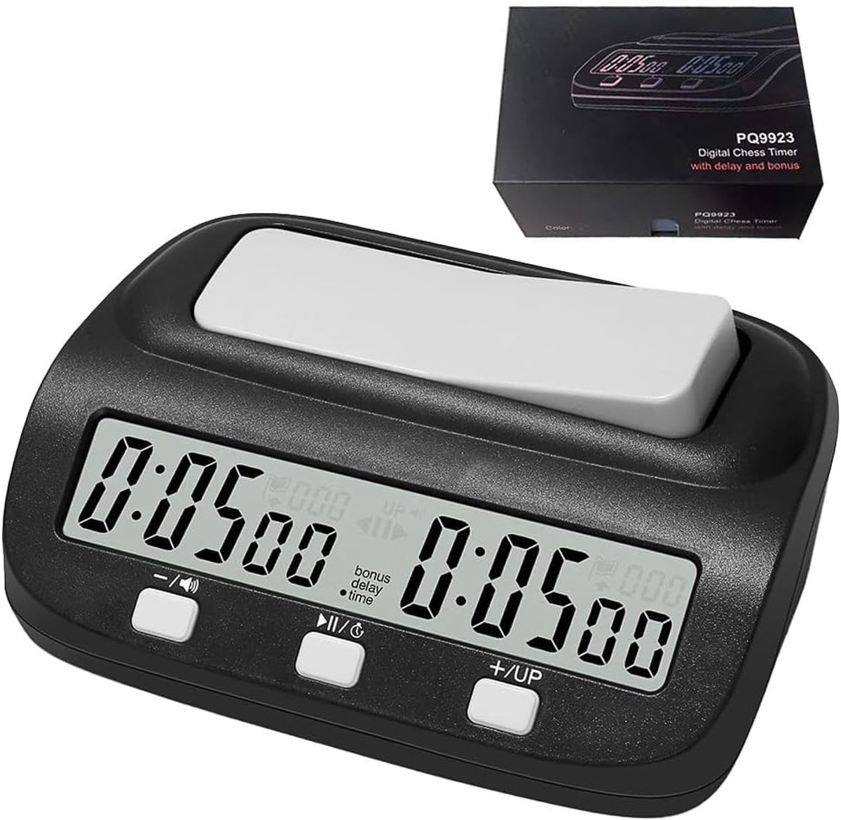 Professionele Schaakklok met Digitale Timer en Multi-Functioneel Display voor Toernooien en Bordspellen, Inclusief Countdown, Bonus en Vertraging Functies
