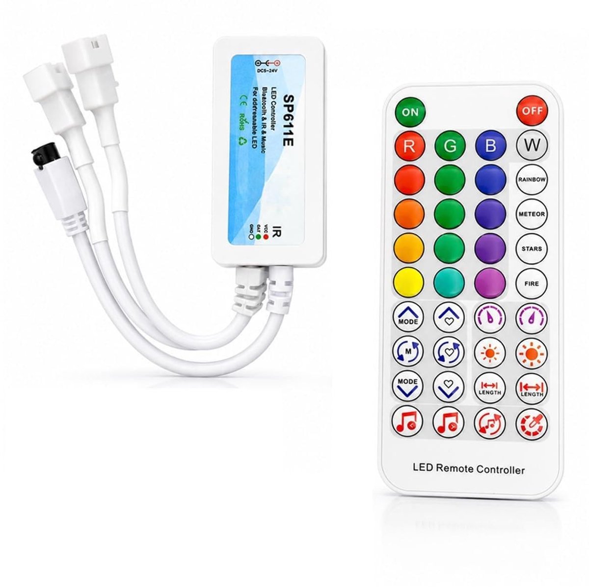 Elzusha - Bluetooth Led-controller met IR-afstandsbediening voor RGB-ledstrips