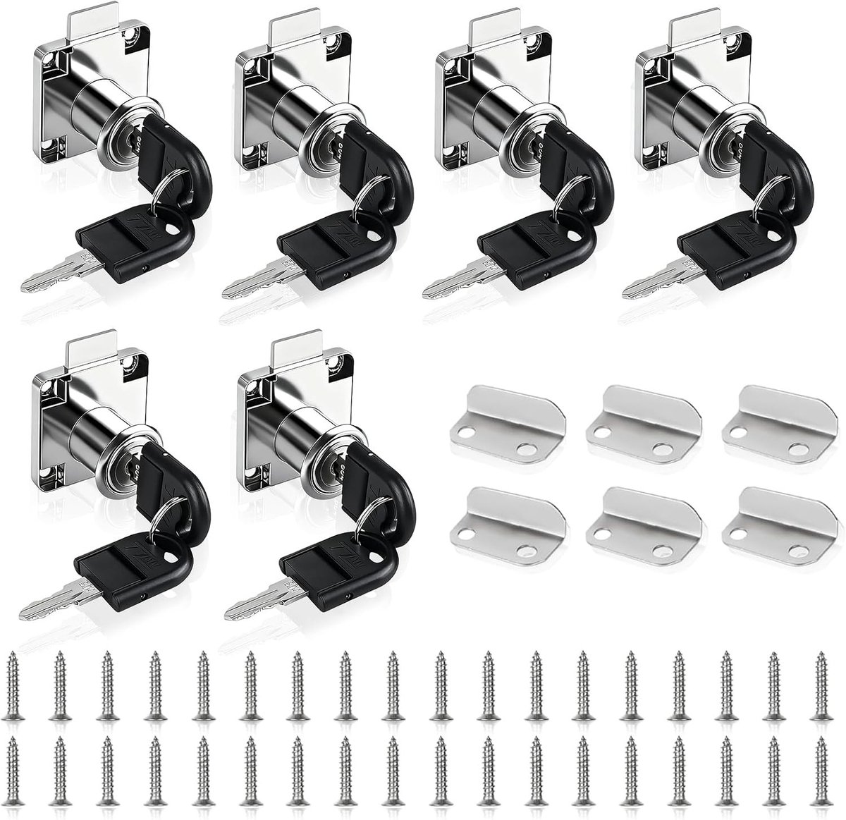 6 Sets Meubelvergrendeling met Sleutel, 22mm RVS Kastslot, Spindle Lock voor Kasten en Lades, Veiligheid en Duurzaamheid