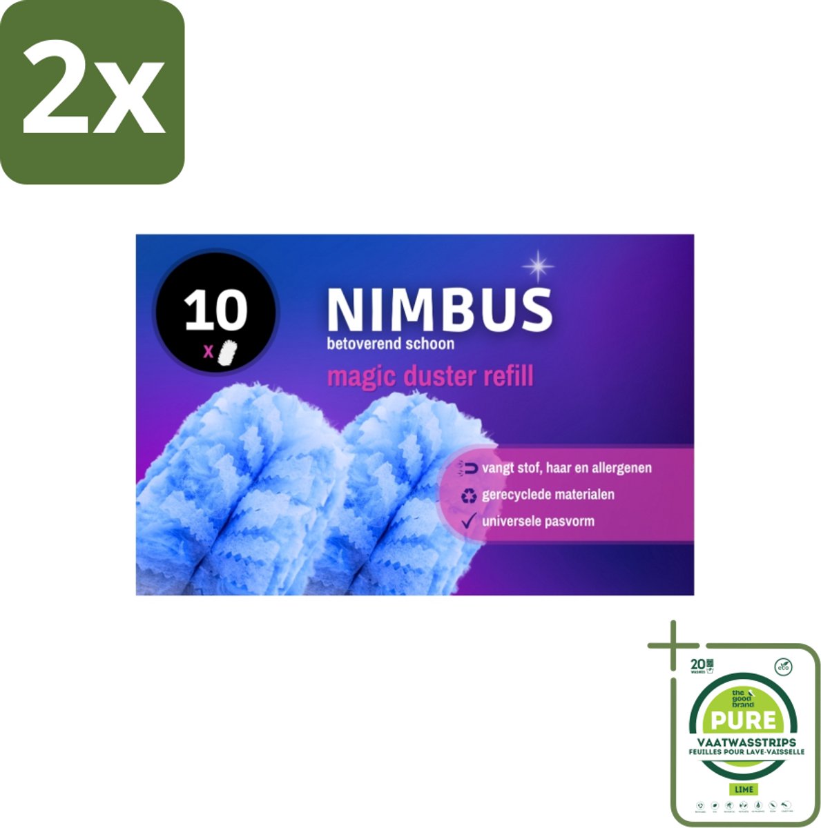 NIMBUS Magic Duster Refill 10 stuks per verpakking - Voordeelverpakking - 2 stuks - Stofdoekje - Stofdoek