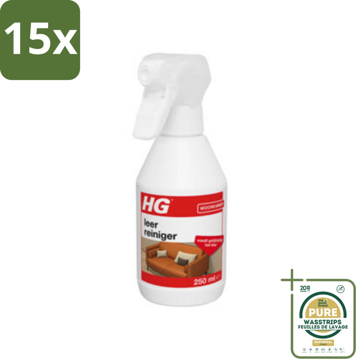 15 x HG Leerreiniger 300 ml - Grootverpakking - Leer Reinigen - Leer Voeden - Leer Verzorging - Leer Schoonmaken - Leer Behandelen