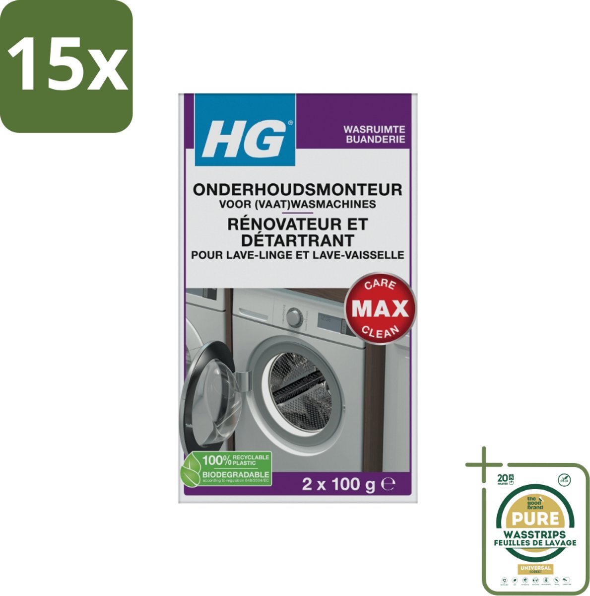 15 x HG Onderhoudsmonteur Voor (Vaat)Wasmachines 200 ml - Grootverpakking - Wasmachine Onderhoud - Vaatwasser Onderhoud - Wasmachine Reinigen - Vaatwasser Reinigen - Kalk Verwijderen