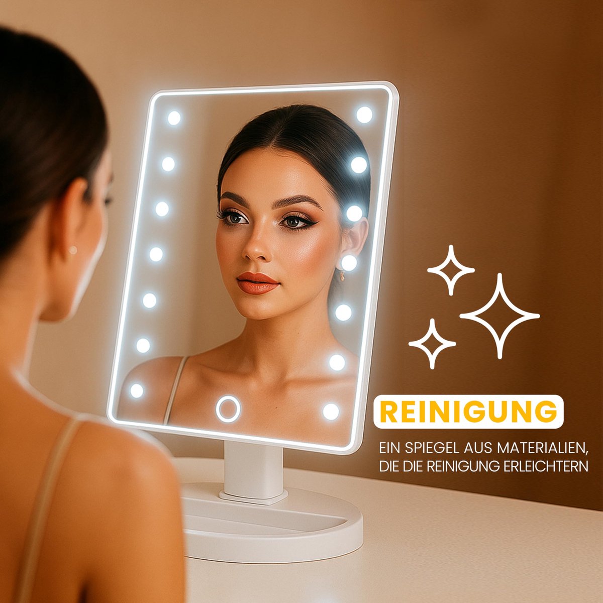 Retoo Draaibare make-upspiegel met ledverlichting, cosmeticaspiegel voor thuis en onderweg, voor make-up en scheren - ShopVlot