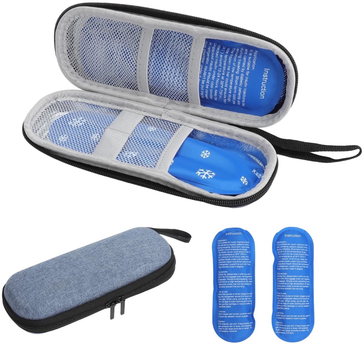 Elzusha - Insuline Koeltas met 2 Koelblokken - Compact en Blauw