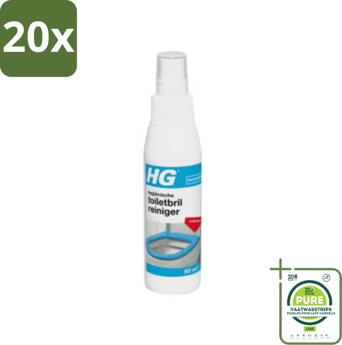 20 x HG Hygiënische Toiletbrilreiniger 100 ml - Grootverpakking - Toiletbrilreiniger - Toilet Schoonmaken - Snelle Reiniging - Hygiënische Reiniging - Badkamerschoonmaak