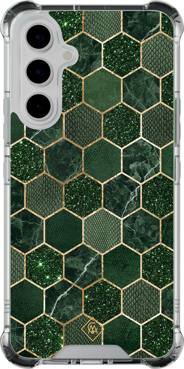 Casimoda® hoesje - Geschikt voor Samsung Galaxy A55 - Kubus Groen - Shockproof case - Extra sterk - - Multi, Transparant