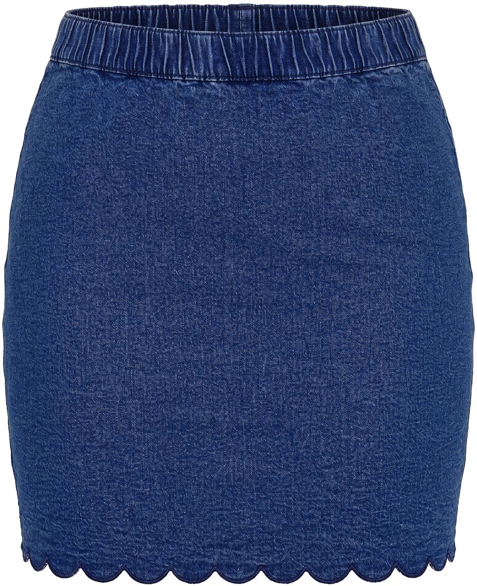 MIAMODA - Dames - Jeansrok straight fit golvende zoom - Blauw denim - Maat 42