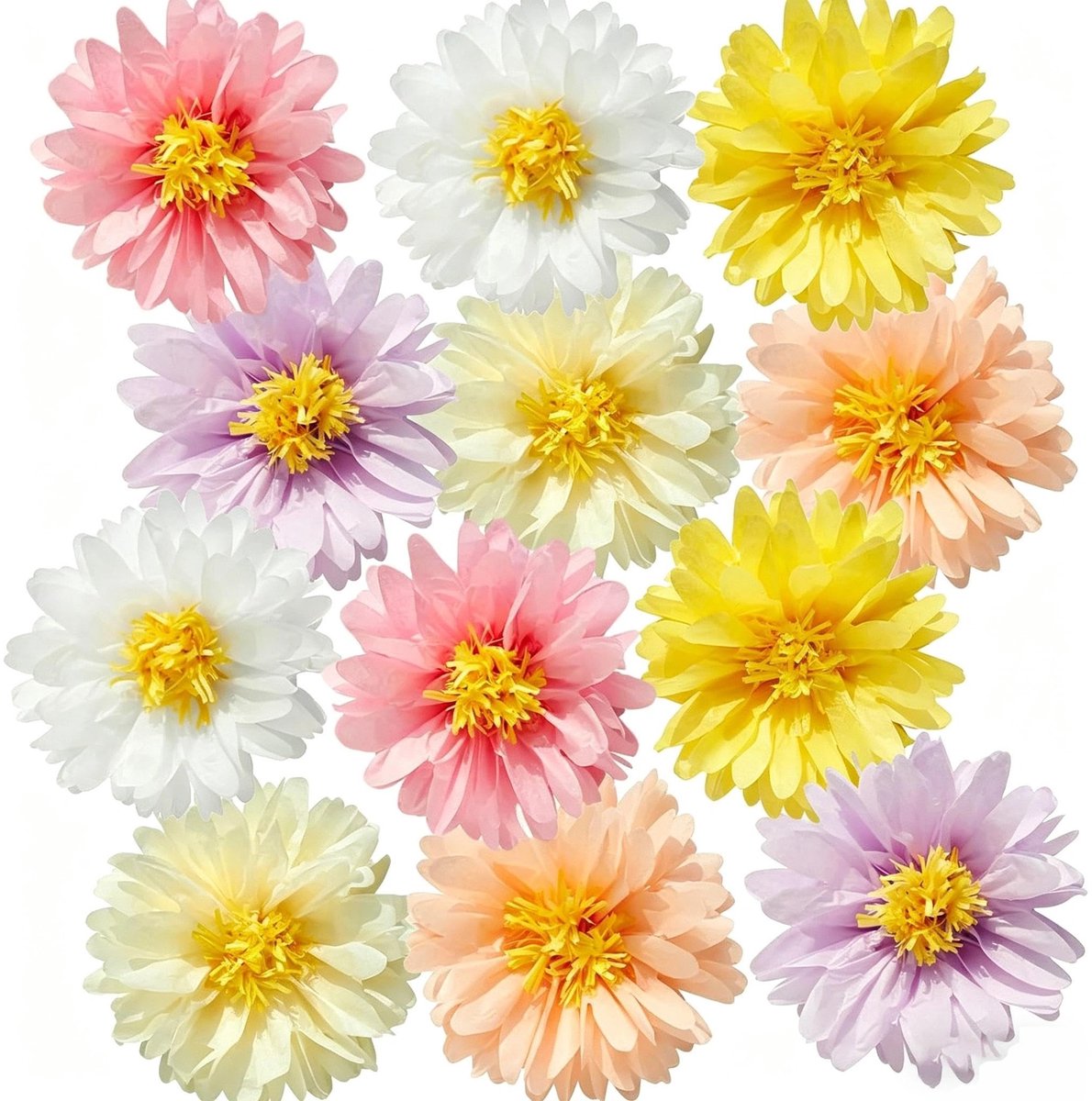 Elzusha - 12 Stuks Papieren Bloemdecoratie Set voor Feesten