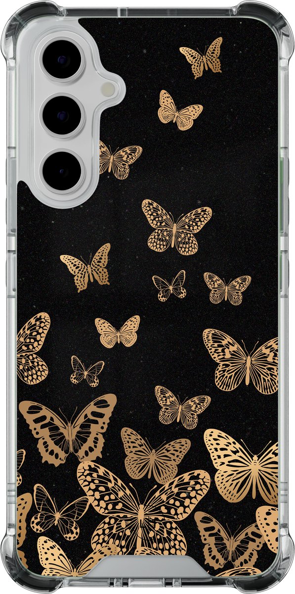 Shockproof hoesje - Geschikt voor Samsung Galaxy A55 - Vlinders - Extra sterke case - TPU/polycarbonaat - - Multi, Transparant