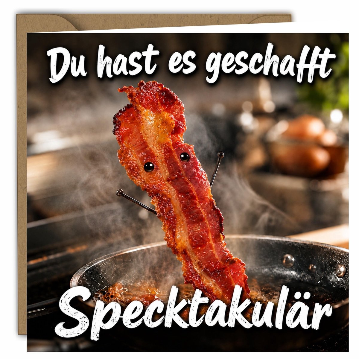 Elzusha - Grappige Verjaardagskaart met Spek Motief en Envelop - Vouwkaart