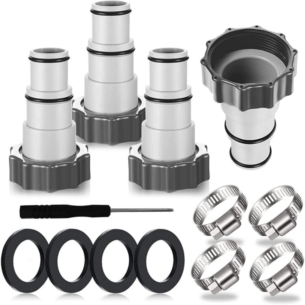 SSTRWGOOD 4 Stuks Ventielen en Verbindingen - Adapter voor Poolschlauch - Adapter Schlauch voor Pumpe - Geschikt voor Intex Fit ARU - Plastic - Aansluiting voor Ø 32 en 38 mm Slangen