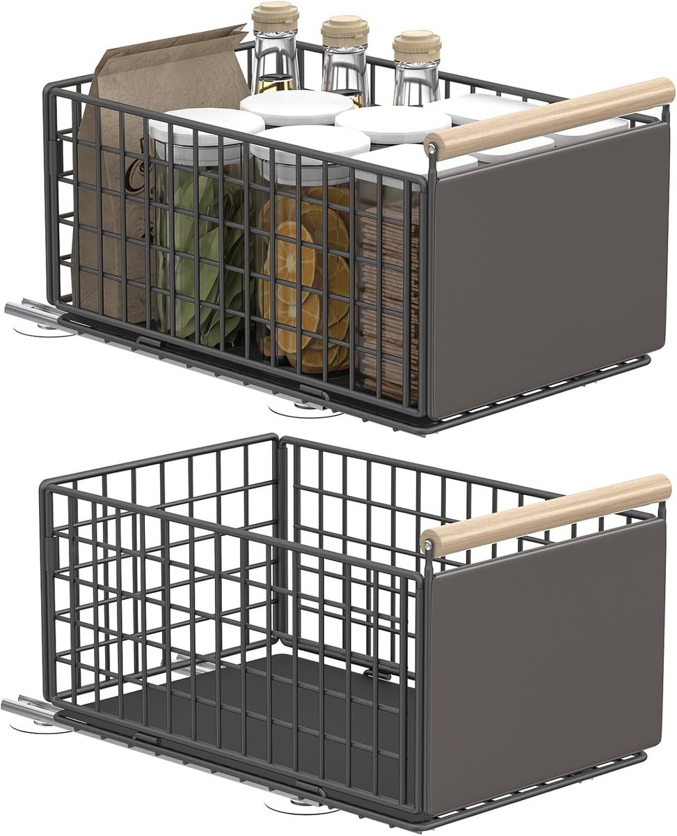Telescopische Lades Zonder Boren, Uittrekbare Keukenlade, Onderkast Organizer voor Badkamer - 39.5 x 23.5 x 19.5 cm, Ruimtebesparend en Praktisch