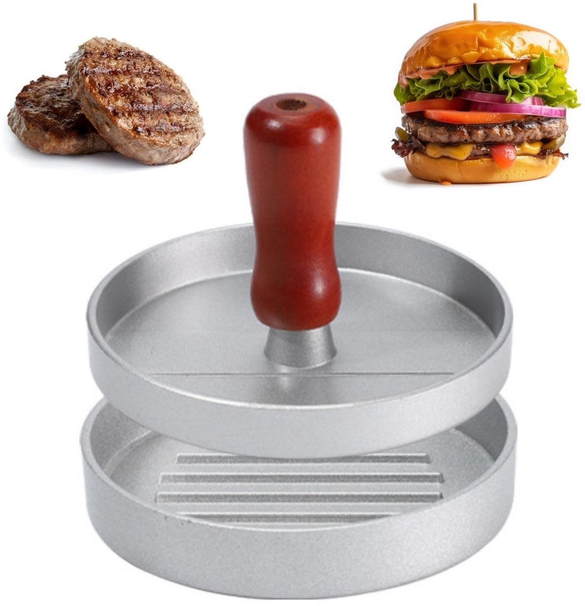 Elzusha - Gietaluminium Burgerpers met Antiaanbaklaag voor Perfecte Burgers