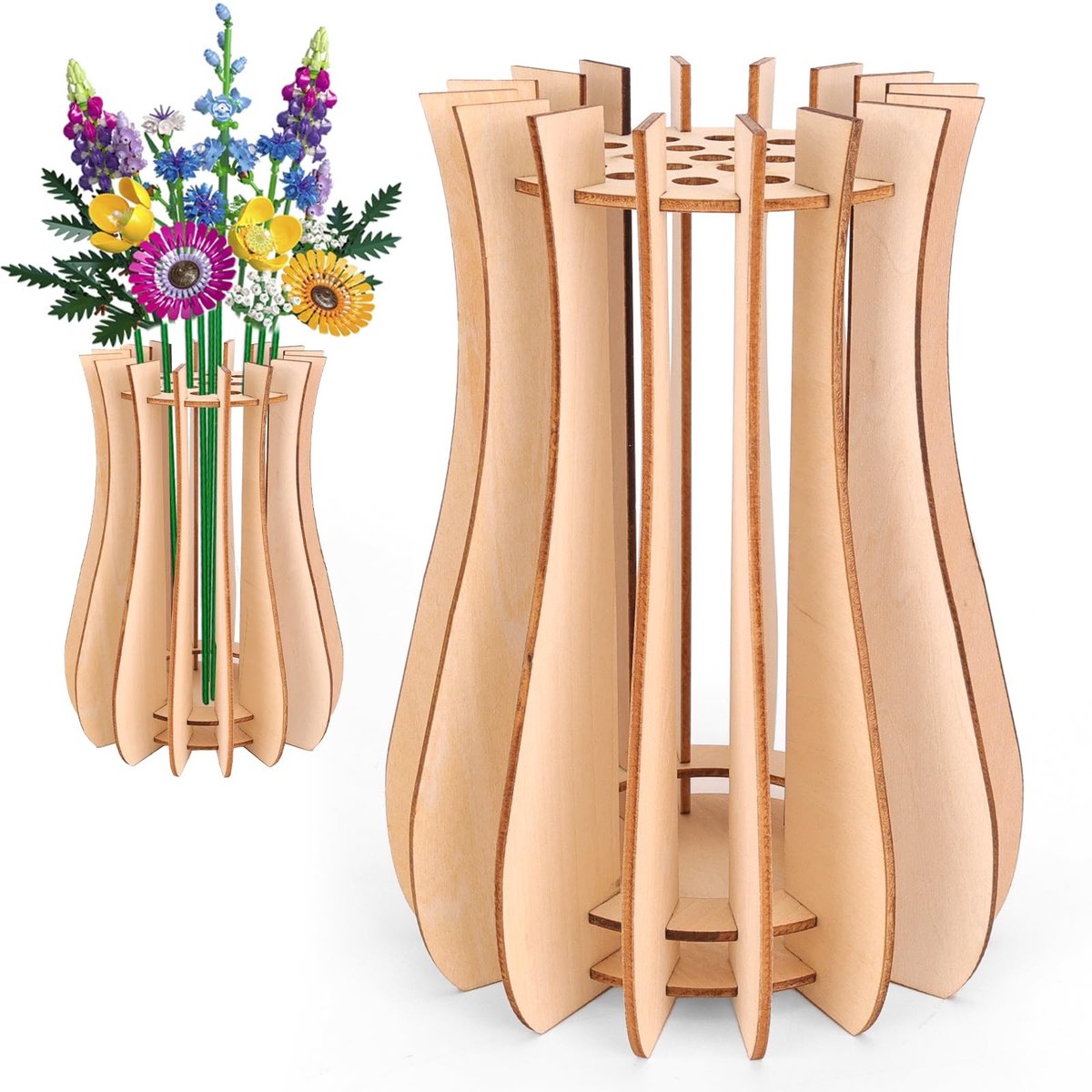 Elzusha - Houten Vaas voor Bloemen, 3D Puzzel Ontwerp